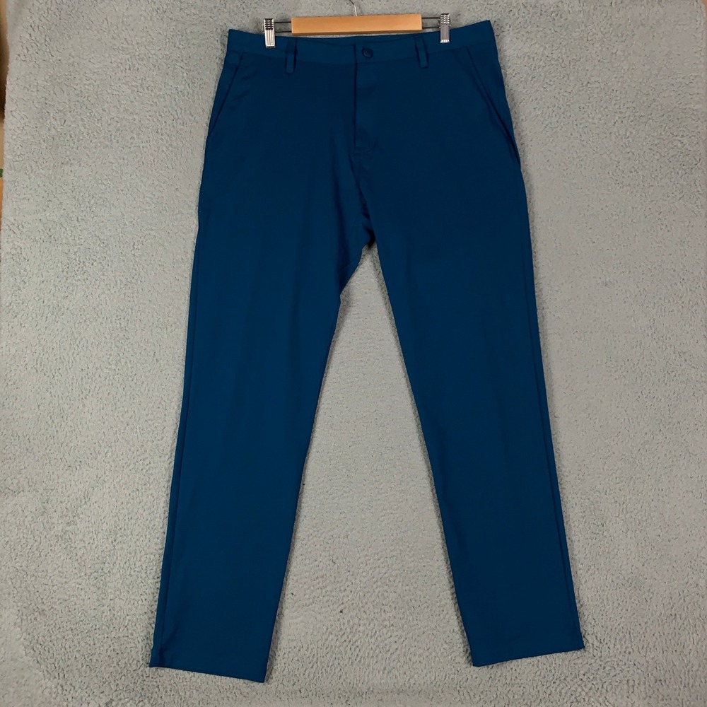 Rhone Commuter Pant Men's 36 Blue Teal Slim Straight Performance Stretch Trouser